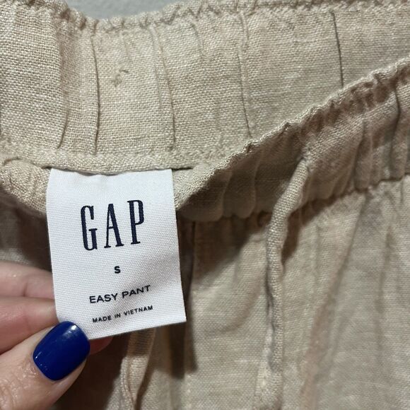 Gap Easy Pants Cargo Women’s Small Beige Sand Khaki Ankle Drawstring Beachy - Picture 3 of 8
